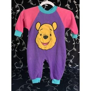 Vintage Disney Winnie The Pooh Fleece One Piece Pajamas 24 Months